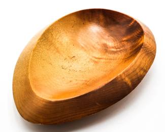 Small Carved Wood Pedestal Bowl