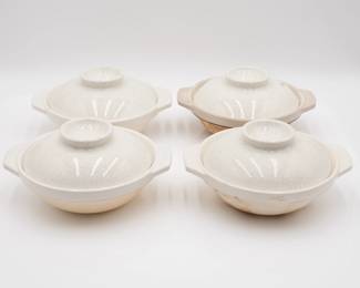 Set of 4 Vintage Japanese Clay Rice Pots