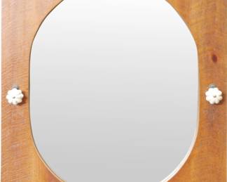 Mid-Century Teak Frame Oval Mirror