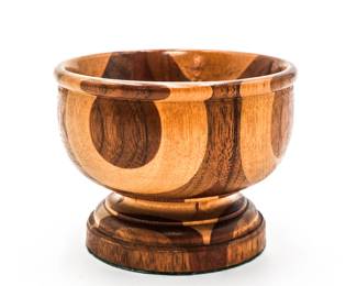 Small Carved Wood Pedestal Bowl