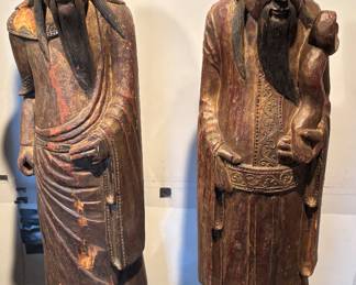 large polychrome carved wooden statues