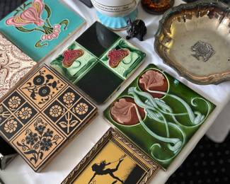 1900s art nouveau majolica tiles