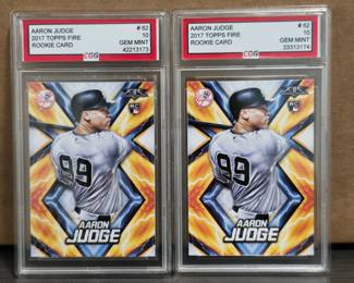 Aaron Judge 2017 Topps Fire Rookie Card Graded Gem-Mint 10 (2) Card Lot