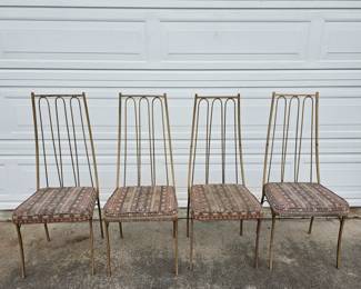 Set of 4 Vintage wrought iron high back chairs.
