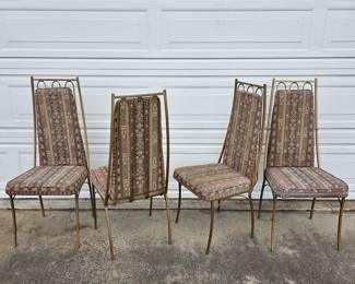 Set of 4 Vintage wrought iron high back chairs.
