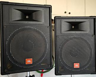 Pair of JBL - MR Series - Model MR825 Loudspeakers with stands.
