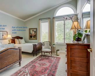 Twin beds and table