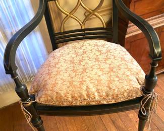Sheraton-style chair with down cushion and braided ties