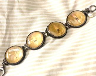 Sterling "love eye" bracelet/ 1930s