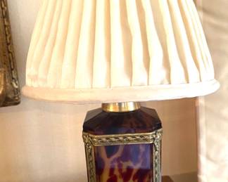 Small French tortoise glass lamp