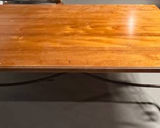 44. Plank Top Coffee Table w/ Metal Scroll Base (34" x 50" x 18")