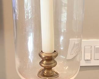 15. Pair of Ralph Lauren Natural Brass Hurricane Candle Holders (8" x 21")