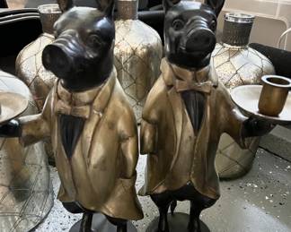 56. Pair of Pig Candle Holders