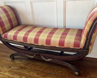 30. Andre Fruitwood Upholstered Bench (64" x 18" x 32") 