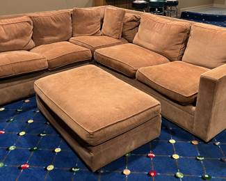 38. 4pc Sleeper Sectional (112" x 102" x 42" x 33"h) Ottoman 28" x 43" x 16" 