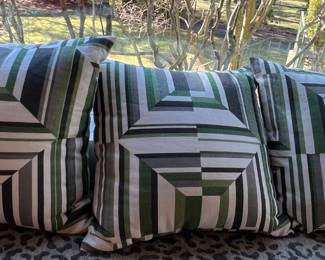 17. Set of 3 Green & Gray Pillows (20")