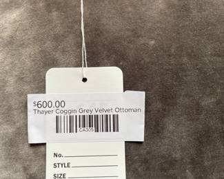 Thayer Coggin grey velvet ottoman

