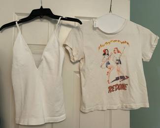 Women's clothing (size small/Xs) with brands like MadeWorn, Free People, Redone, A New Day, BCBG