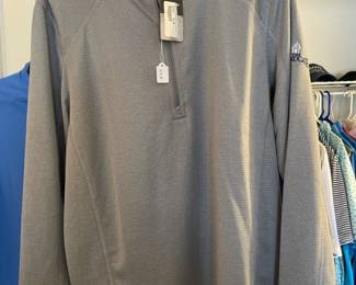 Men's clothing (size medium/large) with brands like Tommy Bahama, Peanuts, Nike, Adidas, Psycho Bunny