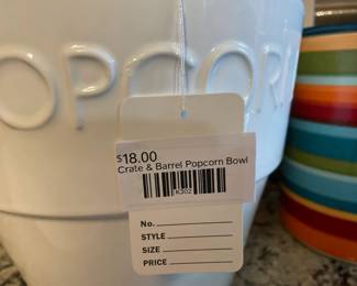 Crate & Barrel popcorn bowl