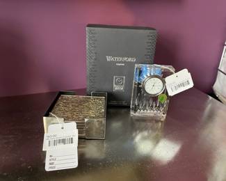 Michael Aram coaster set, Waterford Lismore clock