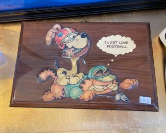 Garfield football wall plaque