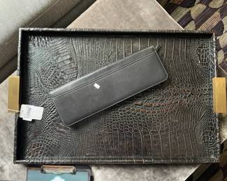 Black alligator skin tray
