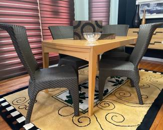 Expandable dining table, David Shaw Nicholis Rug