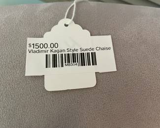 Vladimir Kagan style suede chaise