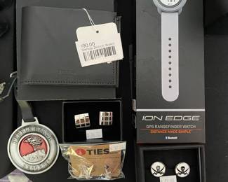Ties.com cufflinks, Shinola Detroit wallet, Pebble Beach Resorts 1919, Tommy Bahama cufflinks, Crosby Co cufflinks
