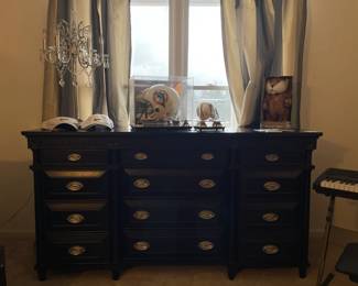 Walter E. Smithe cabinet console and dresser, Dolphins Dan Marino signed helmet, Nike hats and shirts