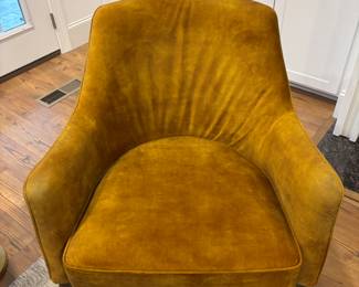 Velvet upholstered chair - one of a pair