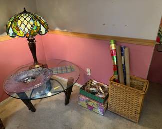 Glass Coffee Table, Art Glass Bowl, Art Glass Tray, Holiday Wrap