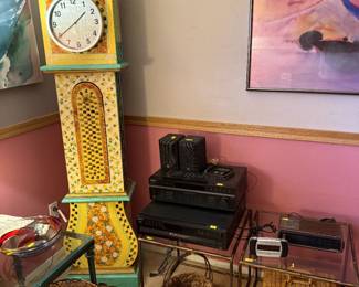 Sony CD Changer, Sony Audio Control Center, 2 Glass Top End Tables, Radio, Baskets