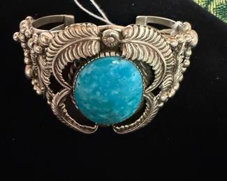 $1100 ~ AMAZING ARTIST SIGNED NAVAJO TURQUOISE CUFF