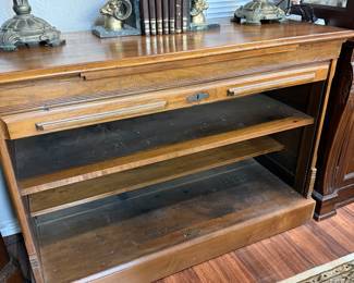 $325- EXTREMELY RARE SOLID WALNUT ROLL TOP CREDENZA ~ 48" W X 19 1/2 DEEP X 331/2 " HT (DELIVERY AVAILABLE)