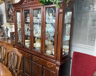 **$225**- OBO- BEAUTIFULLY CARVED FOUR DOOR , THREE DRAWER LIGHTED CHINA CABINET ~ 62 1/2 " W X 16 1/2 "DEP X 85" HT ~ (DELIVERY AVAILABLE)
