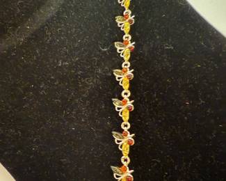 $145- STERLING AND AMBER BUTTERFLY BRACELET