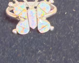 $68~ ZUNI OPAL INCASED IN STERLING BUTTERFLY RING