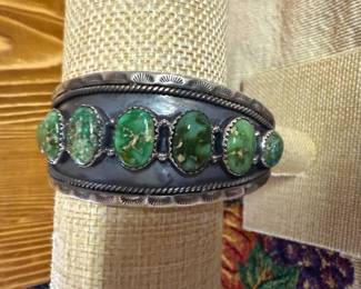$475- HIGHLY SOUGHT AFTER STERLING GREEN TURQUOISE CUFF