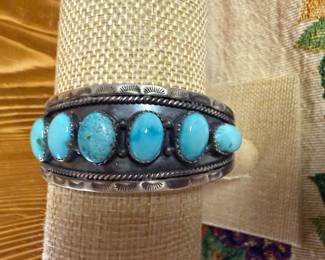 $375- BEAUTIFUL STERLING AND TURQUOISE CUFF