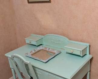 Painted vintage vanity, artwork