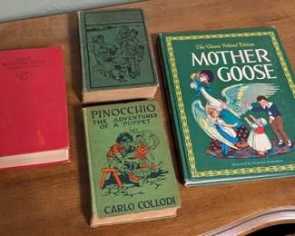 Vintage books, Mother Goose, Pinocchio, Gone With The Wind
