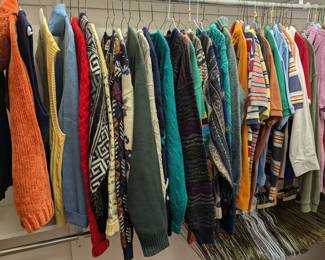Vintage clothing, sweaters, button downs, golf polos