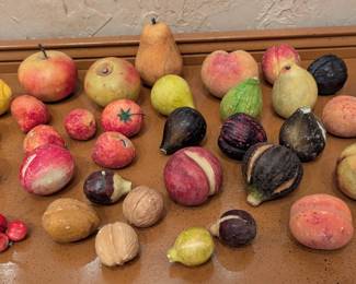 Vintage Italian Marble, Stone, Alabaster fruit and nuts