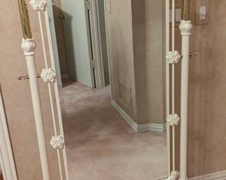 Mirror, vintage, painted white, iron