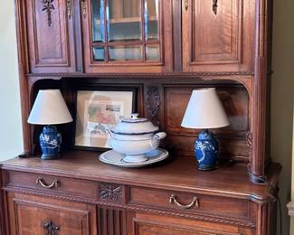 2 piece antique hutch 56"wide by 92" tall (we even have keys)