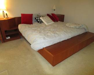 Poul Hundevad bed with bench storage & Poul Hundevad nightstands 