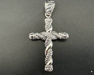 JAI Signed John Hardy 14 and 925 CZ Cross Pendant