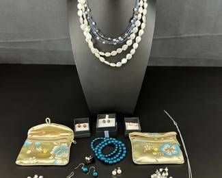 Variety of Freshwater Pearls Baroque Coin Pearls RL  Sterling Silver